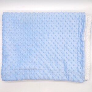 Crevent Blue White Plush Baby Blanket Boy Bumpy Dot Blankie 32 x 40 Security